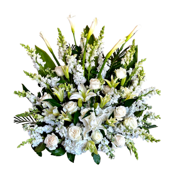 6 funeral urns floor arrangemements boca raton Tribute Busket In White