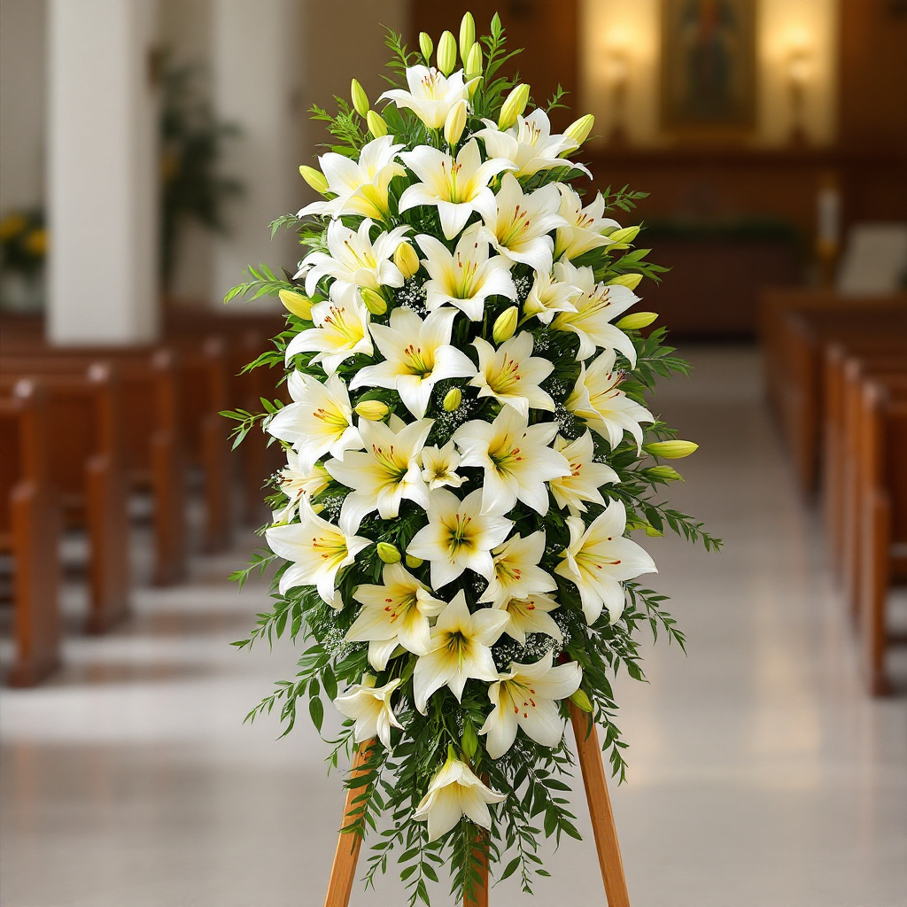 Lilies in Funeral Standing Sprays: 