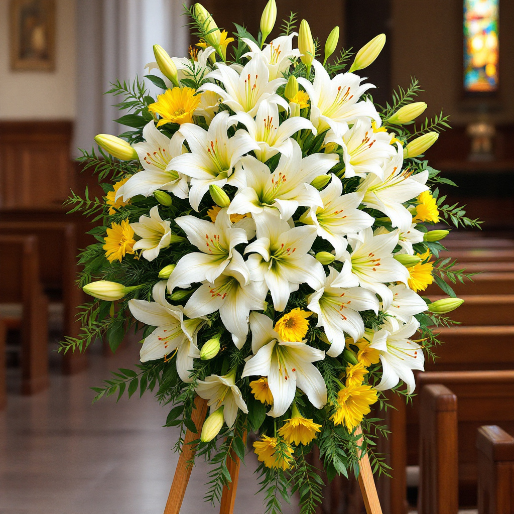 Lilies in Funeral Standing Sprays: 