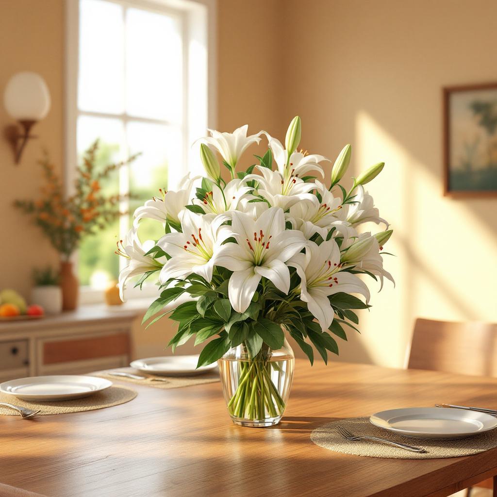 Lilies sympathy flower arrangement