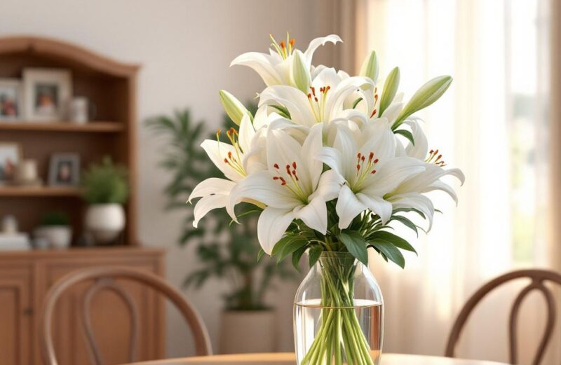 Lilies sympathy flower arrangement
